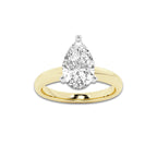 2.50 ctw Pear Lab-Grown Diamond Minimalist Engagement Ring in 14K White Gold And Yellow Gold for Women | D Color, VVS1 Clarity, IGI Certified