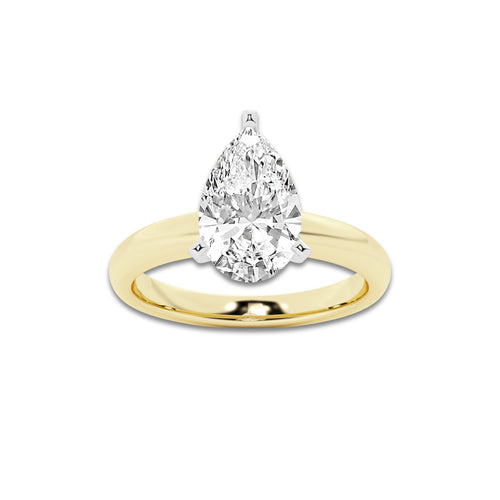 2.50 ctw Pear Lab-Grown Diamond Minimalist Engagement Ring in 14K White Gold And Yellow Gold for Women | D Color, VVS1 Clarity, IGI Certified