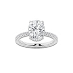 3 1/5 ctw Elongated Cushion Lab Grown Diamond Hidden Halo Engagement Ring Platinum, E, VS1 | 3 ct Center