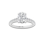1.39 ctw Oval Lab-Grown Diamond Pave Engagement Ring in 14K White Gold for Women | D Color, VVS1 Clarity, IGI Certified 1.00 ct Center Diamond