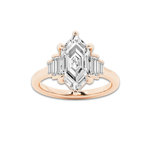 Bilqis 3 1/2 ctw Dutch Marquise Lab Grown Diamond Vintage Side Stone Engagement Ring 14K Rose Gold, EF, VS2 | IGI Certified, 3 ct Center