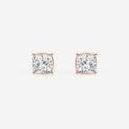 1 1/2 ctw Cushion Lab Grown Diamond Solitaire Stud Earrings 14K Rose Gold, E, VS1