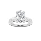 2.54 ctw Oval Lab-Grown Diamond Side Stone Engagement Ring in Platinum for Women | Colorless E, VS1 Clarity, IGI Certified 2.00 Ct Center Diamond