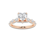 1.41 ctw Heart Lab-Grown Diamond Marquise Side Stone Engagement Ring in 14K Rose Gold for Women | Colorless D, VVS1 Clarity, IGI Certified 1.00 ct Center Diamond