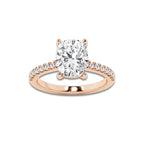 3.28 ctw Elongated Cushion Lab-Grown Diamond Hidden Halo Side Stone Engagement Ring in 18K Rose Gold for Women | Colorless D, VVS1 Clarity, IGI Certified 3.00 ct Center Diamond