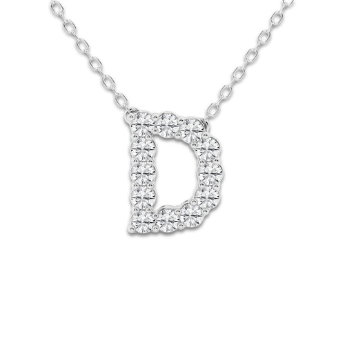 2/5 ctw Round Lab Grown Diamond Initial D Personalized Pendant 14K White Gold, DE, VS1