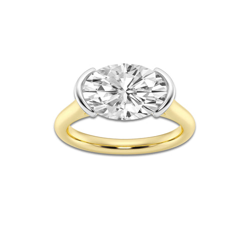 Siren 3 1/2 ctw Oval Lab Grown Diamond Solitaire Engagement Ring 14K Two-Tone White & Yellow Gold, D, VVS | IGI Certified, 3 1/2 ct Center