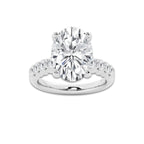 6.66 Ct Oval Lab-Grown Diamond Half Eternity Engagement Ring in Platinum for Female, Colorless (D), VVS1 Clarity | IGI Certified, 6.00 Ct Center Diamond