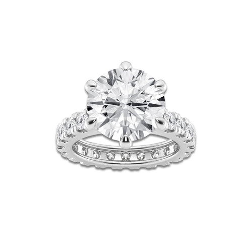 Liz 7 1/8 ctw Round Lab Grown Diamond Eternity Engagement Ring Platinum, D, VVS | IGI Certified, 5 3/5 ct Center