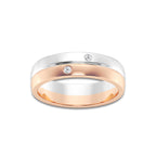 Round Lab Grown Diamond Double Burnished Wedding Band 14K Two-Tone White & Rose Gold, DE, VS1
