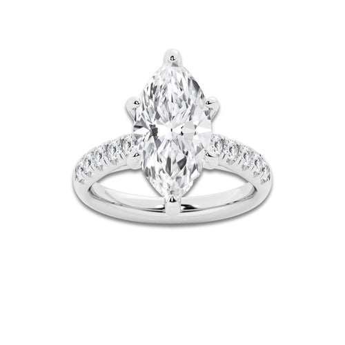 4.43 ctw Marquise Lab-Grown Diamond Pave Engagement Ring in Platinum for Women | D Color, VVS1 Clarity, IGI Certified 4.00 ct Center Diamond