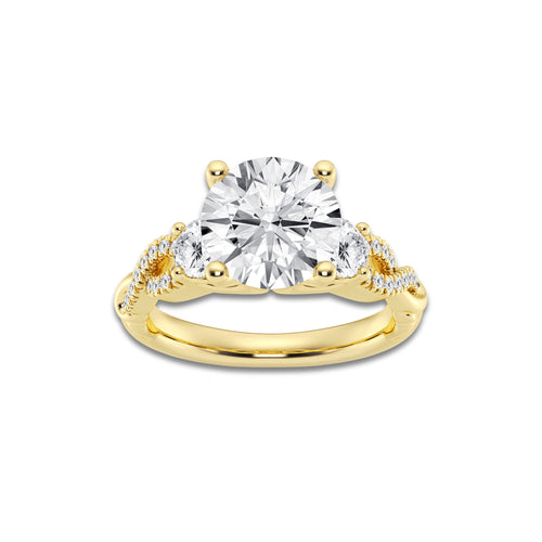 6.61 ctw Round Lab-Grown Diamond Side Stone Engagement Ring in 14K Yellow Gold for Women | Colorless D, VVS1 Clarity, IGI Certified 6.00 ct Center Diamond