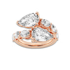 Melody 7 3/4 ctw Pear and Oval Lab Grown Diamond Bypass Ring 18K Rose Gold, E, VS1 | IGI Certified