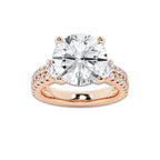 7.96 ctw Round Lab-Grown Diamond Three Stone Double Row Engagement Ring in 14K Rose Gold for Women | D Color, VVS1 Clarity, IGI Certified 7.00 ct Center Diamond
