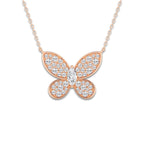 1 ctw Marquise Lab Grown Diamond Petite Pave Butterfly Pendant 14K Rose Gold, DE, VS1 | 1/4 ct Center