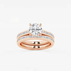 Synergy 2 1/4 ctw Round Lab Grown Diamond Baguette and Princess Side Stone Bridal Set 14K Rose Gold, E, VS1 | IGI Certified, 1 1/2 ct Center