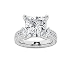 8.96 ctw Princess Lab-Grown Diamond Three Stone Double Row Engagement Ring in 14K White Gold for Women | D Color, VVS1 Clarity, IGI Certified 8.00 ct Center Diamond
