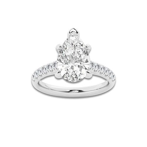 3.40 ctw Pear Lab-Grown Diamond Pave Engagement Ring in Platinum for Women | D Color, VVS1 Clarity, IGI Certified 3.00 ct Center Diamond