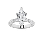 3.44 ctw Marquise Lab-Grown Diamond Twisted Band Engagement Ring in 14K White Gold for Women | Colorless D, VVS1 Clarity, IGI Certified 3.00 ct Center Diamond