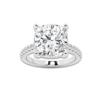 8.39 ctw Cushion Lab-Grown Diamond Hidden Halo Side Stone Engagement Ring in 18K White Gold for Women | Colorless D, VVS1 Clarity, IGI Certified 8.00 ct Center Diamond