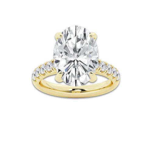 7.55 ctw Oval Lab-Grown Diamond Pave Engagement Ring in 14K Yellow Gold for Women | D Color, VVS1 Clarity, IGI Certified 7.00 ct Center Diamond