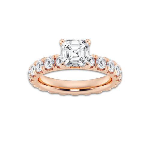 Ashley 3 5/8 ctw Asscher Lab Grown Diamond Eternity Solitaire Engagement Ring 14K Rose Gold, D, VVS | IGI Certified, 1 1/2 ct Center