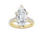 7.55 ctw Marquise Lab-Grown Diamond Pave Engagement Ring in 14K Yellow Gold for Women | E Color, VS1 Clarity, IGI Certified 7.00 ct Center Diamond
