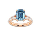 Abigail 3 1/2 ctw Fancy Blue Round Lab Grown Diamond Split Shank Side Stone Engagement Ring 14K Rose Gold | 3 ct Center