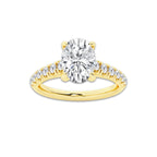 1.91 ctw Oval Lab-Grown Diamond Pave Engagement Ring in 14K Yellow Gold for Women | E Color, VS1 Clarity, IGI Certified 1.50 ct Center Diamond