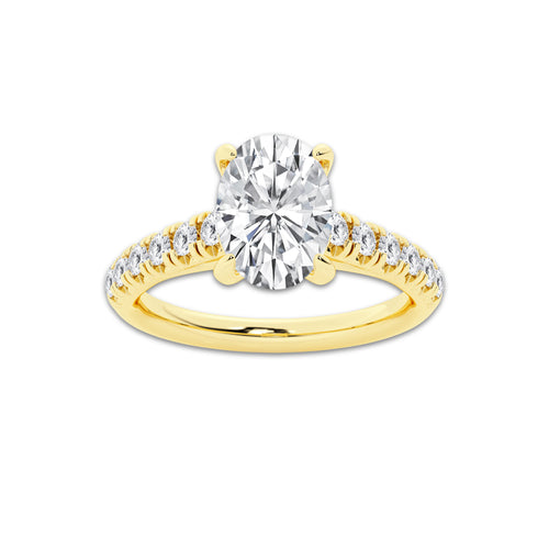 1.91 ctw Oval Lab-Grown Diamond Pave Engagement Ring in 14K Yellow Gold for Women | E Color, VS1 Clarity, IGI Certified 1.50 ct Center Diamond