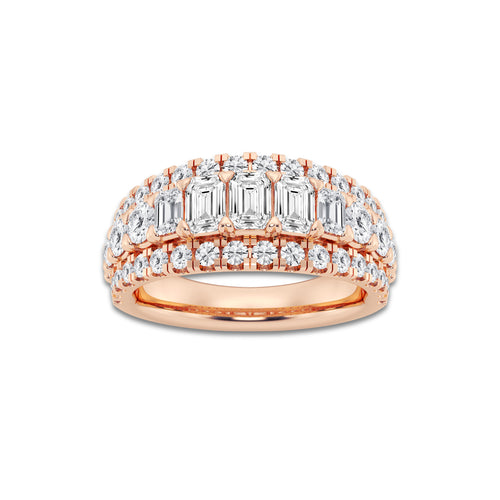Vibe 2 1/2 ctw Emerald and Round Lab Grown Diamond Band 14K Rose Gold, DE, VS1