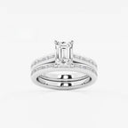 Synergy 2 1/4 ctw Emerald Lab Grown Diamond Baguette and Princess Side Stone Bridal Set 14K White Gold, E, VS1 | IGI Certified, 1 1/2 ct Center
