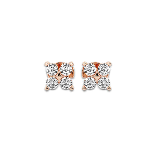 1 1/2 ctw Round Lab Grown Diamond Four-Stone Earrings 14K Rose Gold, DE, VS1