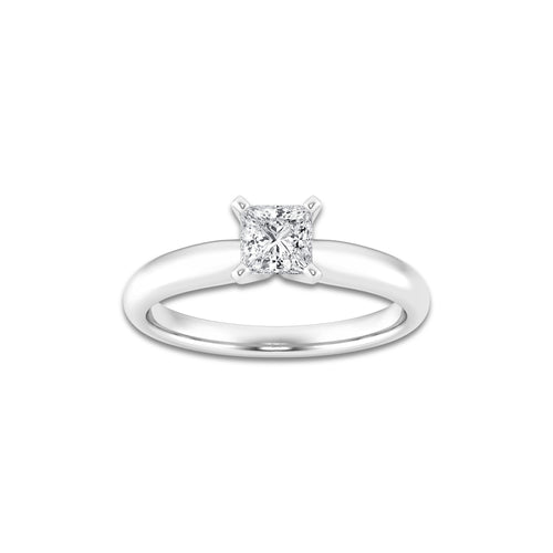 1.00 ctw Princess Lab-Grown Diamond Minimalist Engagement Ring in Platinum for Women | D Color, VVS1 Clarity, IGI Certified