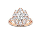 2 7/8 ctw Oval Lab Grown Diamond Double Scalloped Halo Engagement Ring 14K Rose Gold, D, VVS | IGI Certified, 1 1/2 ct Center