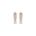 näas Bombë 1/3 ctw Radiant Lab Grown Diamond Third Piercing Huggie Hoop Earrings 14K Rose Gold, DE, VS1