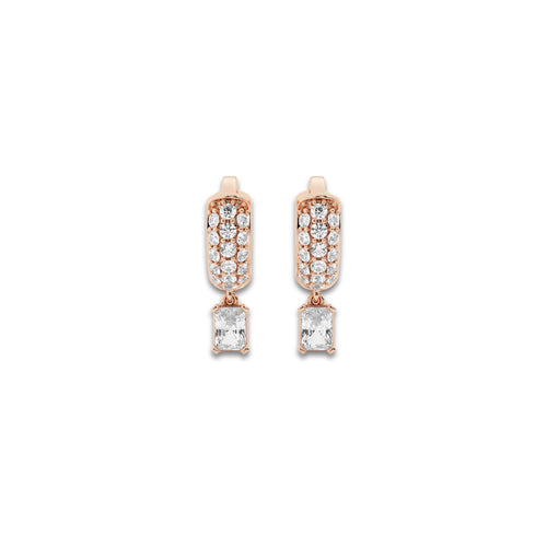 näas Bombë 1/3 ctw Radiant Lab Grown Diamond Third Piercing Huggie Hoop Earrings 14K Rose Gold, DE, VS1