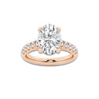3.93 ctw Oval Lab-Grown Diamond Pave Engagement Ring in 14K Rose Gold for Women | D Color, VVS1 Clarity, IGI Certified 3.50 ct Center Diamond