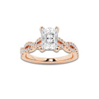 1.00 ctw Radiant Lab-Grown Diamond Twisted Shank Engagement Ring in 14K Rose Gold for Women | E Color, VS1 Clarity, Not Certified 0.75 ct Center Diamond