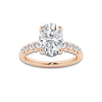 3.54 ctw Oval Lab-Grown Diamond Side Stone Engagement Ring in 14K Rose Gold for Women | Colorless D, VVS1 Clarity, IGI Certified 3.00 Ct Center Diamond