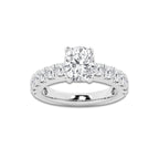 2.50 ctw Elongated Cushion Lab-Grown Diamond Split-Prong Set Side Stone Engagement Ring in 14K White Gold for Women | Colorless D, VVS1 Clarity, IGI Certified 1.50 ct Center Diamond