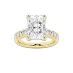 8.66 Ct Radiant Lab-Grown Diamond Half Eternity Engagement Ring in 14K Yellow Gold for Female, Colorless (E), VS1 Clarity | IGI Certified, 8.00 Ct Center Diamond