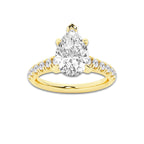 2.41 ctw Pear Lab-Grown Diamond Pave Engagement Ring in 14K Yellow Gold for Women | D Color, VVS1 Clarity, IGI Certified 2.00 ct Center Diamond