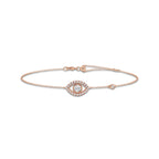 1/2 ctw Round Lab Grown Diamond Evil Eye Anklet 14K Rose Gold, DE, VS1 | 1/3 ct Center