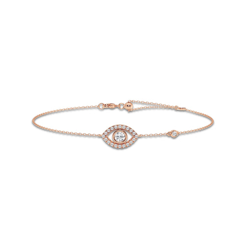 1/2 ctw Round Lab Grown Diamond Evil Eye Anklet 14K Rose Gold, DE, VS1 | 1/3 ct Center