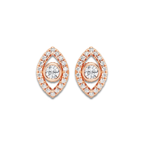 1/2 ctw Round Lab Grown Diamond Evil Eye Earrings 14K Rose Gold, DE, VS1
