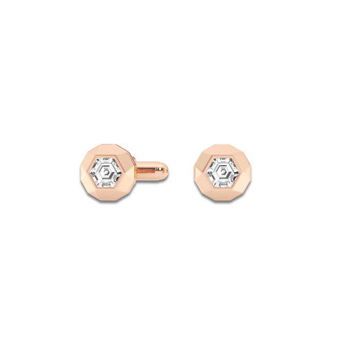 3 ctw Framed Cufflinks 14K Rose Gold, E, VS1