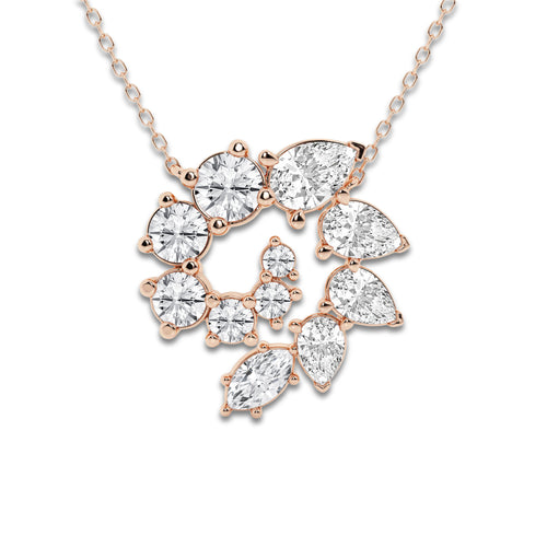3 ctw Multi-Shape Lab Grown Diamond Swirl Pendant 14K Rose Gold, DE, VS1