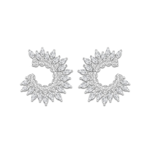 7 1/3 ctw Marquise and Pear Lab Grown Diamond Earrings 14K White Gold, DE, VS1