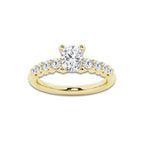 1.52 Ct Elongated Cushion Lab-Grown Diamond Half Eternity Engagement Ring in 14K Yellow Gold for Female, Colorless (D), VVS1 Clarity | IGI Certified, 1.00 Ct Center Diamond